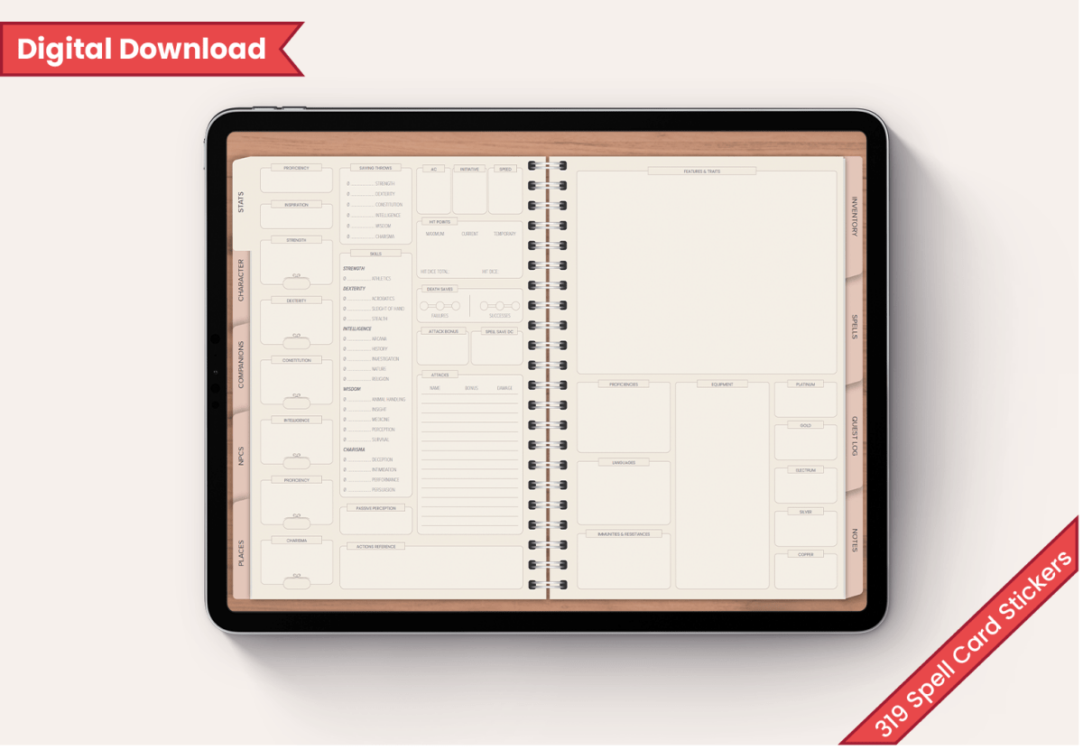 Digital Campaign Notes | Dungeons and Dragons 5e Digital Journal - Sphinx Stationery-Digital Journal