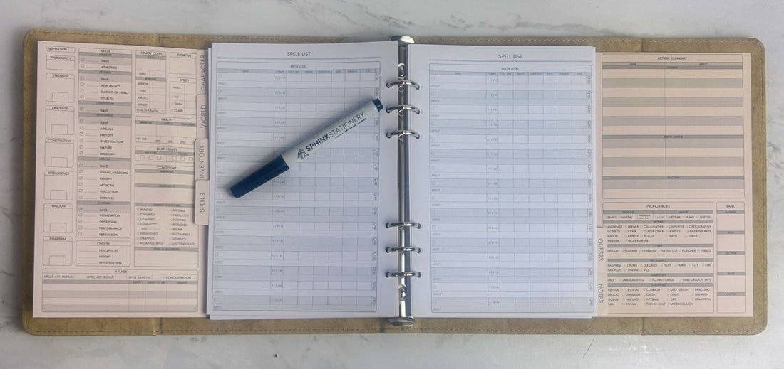 Lorekeeper Prototype V2 Update: A Better Binder, Page Tweaks & Some Challenges - Sphinx Stationery