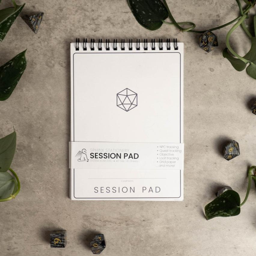 Session Pad | System Agnostic TTRPG Session Notepad - Sphinx Stationery-Journal